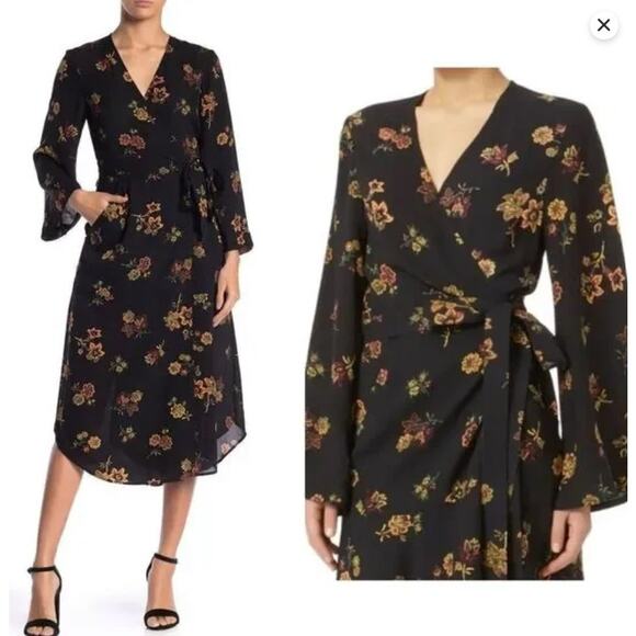 Revolve A.L.C. Wilma 100% Silk Wrap Floral Midi Dress Size 2 MSRP $595 Cottage - Picture 1 of 15